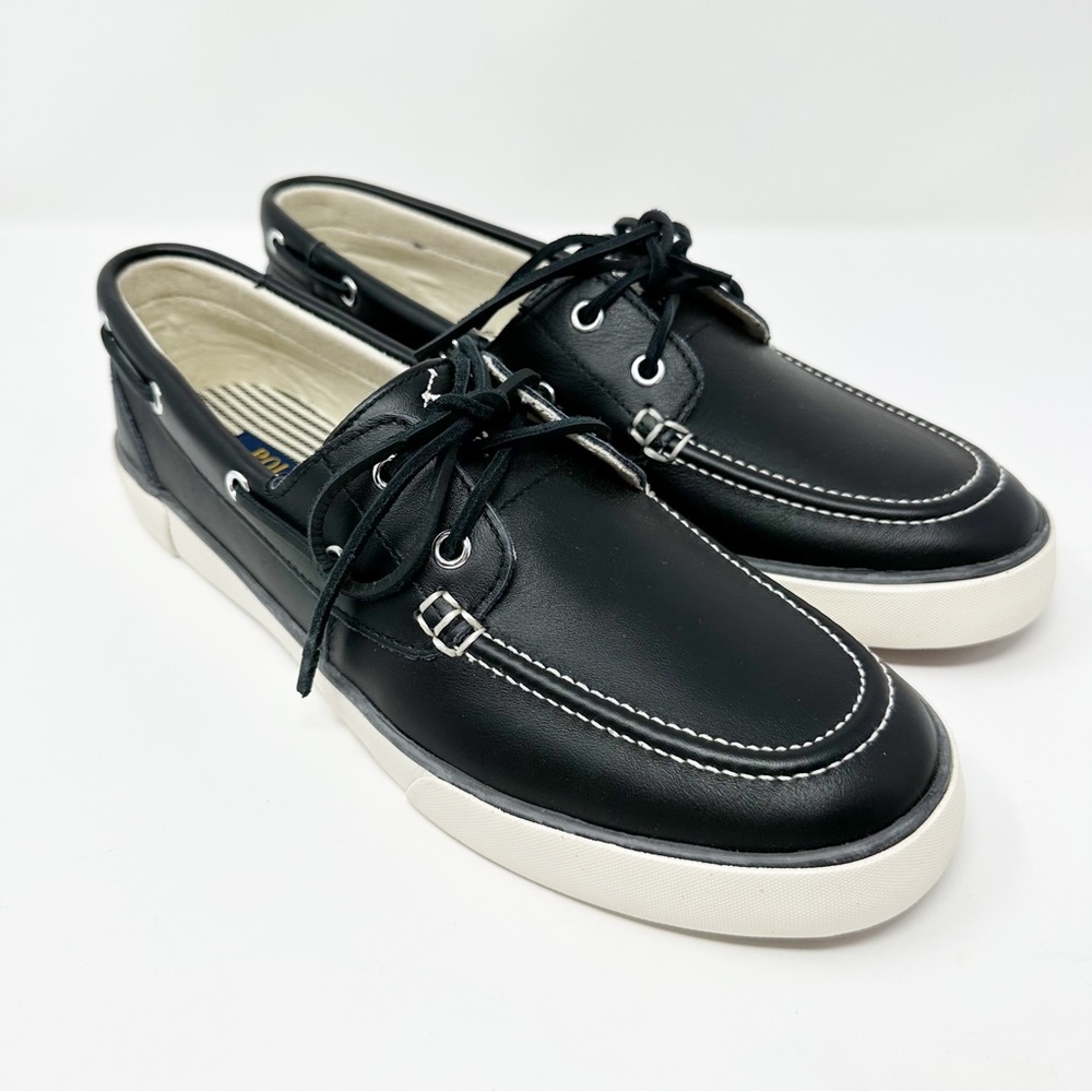 POLO RALPH LAUREN‎ SANDER LEATHER BOAT DECK LOAFERS BLACK 11.5